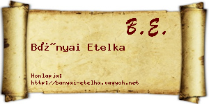 Bányai Etelka névjegykártya